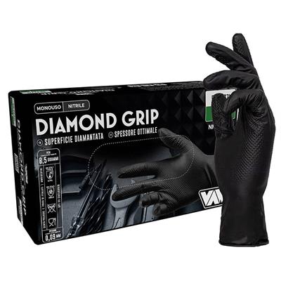 GUANTI IN NITRILE NERI DIAMOND GRIP BLACK S/P 50 PZ TG.L